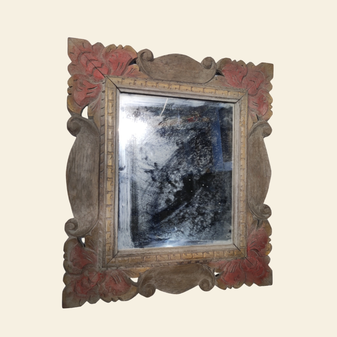 Porte-bijoux mural en miroir ancien – Image 3